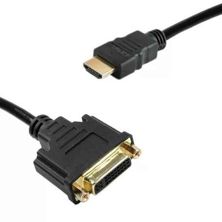 Donji Full HD 1080p DVI-I (anya) -> HDMI (apa) átalakító kábel, 0.3 méter, fekete