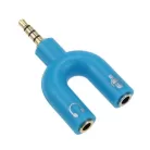Donji 3,5 mm-es audio csatlakozó elosztó, 2 kimenet: mikrofonhoz és a fejhallgatóhoz, kék