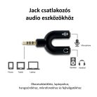 Donji 3,5 mm-es audio csatlakozó elosztó, 2 kimenet: mikrofonhoz és a fejhallgatóhoz, sárga