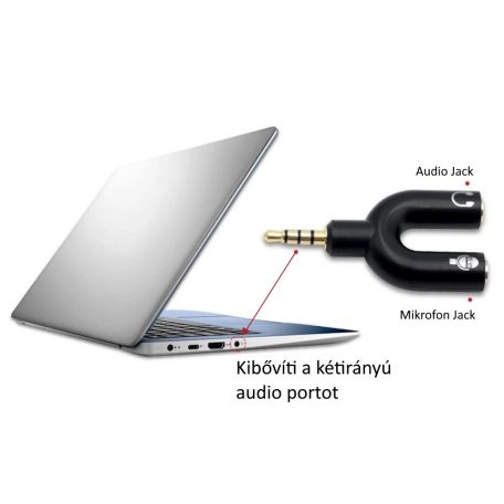Donji 3,5 mm-es audio csatlakozó elosztó, 2 kimenet: mikrofonhoz és a fejhallgatóhoz, sárga