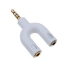 Donji 3,5 mm-es audio csatlakozó elosztó, 2 kimenet: mikrofonhoz és a fejhallgatóhoz, fehér