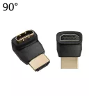 HDMI csatlakozó fordító adapter, 90°-ban elforgatja a HDMI csatlakozást, fekete
