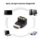 HDMI csatlakozó fordító adapter, 90°-ban elforgatja a HDMI csatlakozást, fekete