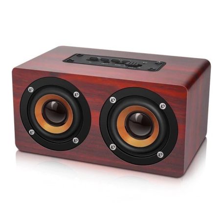 Bluetooth Fa Hangszóró, hordozható, AUX input, MicroSD kártya olvasó, Sötét Barna