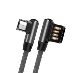   Prémium adat és töltőkábel TB1009, MicroUSB/USB csatlakozó, 2.4A gyors töltés, 1 méter, fekete