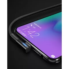   Prémium Adat- és Töltőkábel TB1009, MicroUSB/USB csatlakozó, 2.4A gyorstöltés, 1 méter, fekete