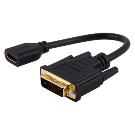 Donji Full HD 1080p DVI-D (apa) -> HDMI (anya) átalakító kábel, 0.3 méter, fekete