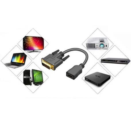 Donji Full HD 1080p DVI-D (apa) -> HDMI (anya) átalakító kábel, 0.3 méter, fekete