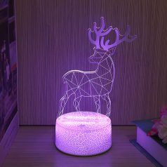   3D LED Karácsonyi Ablakdísz, Rénszarvas formájú színes ünnepi fények, USB-s talppal, 23cm magas