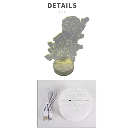 3D LED Karácsonyi Ablakdísz, Mikulás formájú színes ünnepi fények, USB-s talppal, 21cm magas