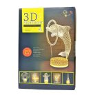 3D LED Karácsonyi Ablakdísz, Rénszarvas párt ábrázoló kör alakú Ø15cm, színes ünnepi fények, USB-s talppal, 18cm magas