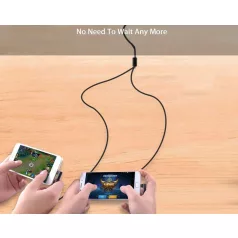  Prémium adat és töltő kábel, 2 az 1-ben, USB-ről MicroUSB/USB-C csatlakozó, Android készülékekhez, 1 méter, szürke