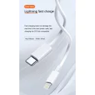 Prémium Adat- és Töltőkábel, Lightning/USB-C csatlakozó, 27W gyorstöltés, 1 méter, fehér színben