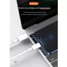 Prémium Adat- és Töltőkábel, Lightning/USB-C csatlakozó, 27W gyorstöltés, 1 méter, fehér színben