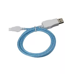   Prémium Adat- és Töltőkábel, MicroUSB/USB csatlakozó, villogó fény, 2A gyorstöltés, 1 méter, kék