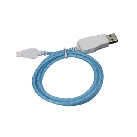 Prémium adat- és töltőkábel, MicroUSB/USB csatlakozó, villogó fénnyel, 2A gyors töltés, 1 méter, kék