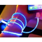 Prémium Adat- és Töltőkábel, MicroUSB/USB csatlakozó, villogó fény, 2A gyorstöltés, 1 méter, pink