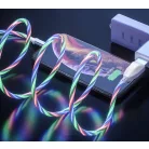 Prémium Adat- és Töltőkábel, MicroUSB/USB csatlakozó, villogó fény, 2A gyorstöltés, 1 méter, pink
