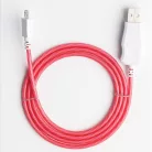 Prémium Adat- és Töltőkábel, MicroUSB/USB csatlakozó, villogó fény, 2A gyorstöltés, 1 méter, piros