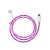 Prémium adat- és töltőkábel, USB-C/USB csatlakozóval, többszínű villogó LED fénnyel, 2A gyors töltés, 1 méter, pink