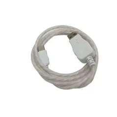   Prémium Adat- és Töltőkábel, USB-C/USB csatlakozó, többszínű villogó LED fény, 2A gyorstöltés, 1 méter, átlátszó borítás, fehér