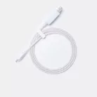 Prémium Adat- és Töltőkábel, USB-C/USB csatlakozó, többszínű villogó LED fény, 2A gyorstöltés, 1 méter, átlátszó borítás, fehér