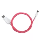 Prémium Adat- és Töltőkábel, USB-C/USB csatlakozó, többszínű villogó LED fény, 2A gyorstöltés, 1 méter, piros