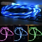 Prémium Adat- és Töltőkábel, USB-C/USB csatlakozó, többszínű villogó LED fény, 2A gyorstöltés, 1 méter, piros