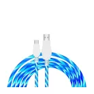 Prémium Adat- és Töltőkábel, USB-C/USB csatlakozó, többszínű villogó LED fény, 2A gyorstöltés, 1 méter, kék