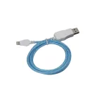Prémium Adat- és Töltőkábel, Lightning/USB csatlakozó, villogó fény, 2A gyorstöltés, 1 méter, kék