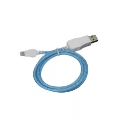   Prémium Adat- és Töltőkábel, Lightning/USB csatlakozó, villogó fény, 2A gyorstöltés, 1 méter, kék