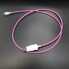   Prémium Adat- és Töltőkábel, Lightning/USB csatlakozó, villogó fény, 2A gyorstöltés, 1 méter, pink