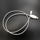 Prémium Adat- és Töltőkábel, Lightning/USB csatlakozó, villogó fény, 2A gyorstöltés, 1 méter, átlátszó borítás, fehér