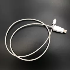   Prémium Adat- és Töltőkábel, Lightning/USB csatlakozó, villogó fény, 2A gyorstöltés, 1 méter, átlátszó borítás, fehér