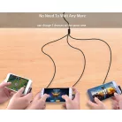 Prémium adat és töltő kábel, 3 az 1-ben, USB-ről Lightning/USB-C/MicroUSB csatlakozó, Android és iPhone készülékekhez, 1 méter, asztroszürke