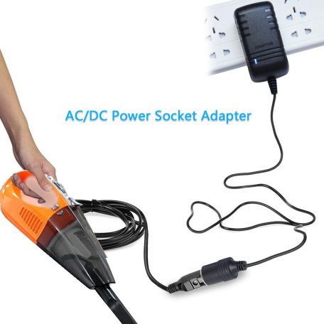 Hálózati Szivargyújtós Átalakító Adapter, AC 230V, DC 12V/3A/36W, szivargyújtóra alakít, stílusos formatervezés, fekete