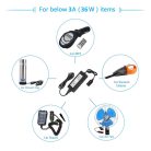 Hálózati Szivargyújtós Átalakító Adapter, AC 230V, DC 12V/3A/36W, szivargyújtóra alakít, stílusos formatervezés, fekete