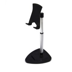  Univerzális asztali okostelefon és tablet tartó, teleszkópos, 360°-ban forgatható tartó, fekete-ezüstös szín