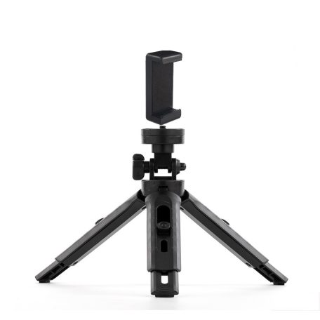 Mini tripod állvány szelfibot, fényképezőgépekhez és telefonokhoz, állitható magasság, fekete