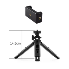   Mini tripod állvány szelfibot, fényképezőgépekhez és telefonokhoz, állítható magasság, fekete