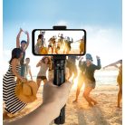 Mini tripod állvány szelfibot, fényképezőgépekhez és telefonokhoz, állítható magasság, fekete