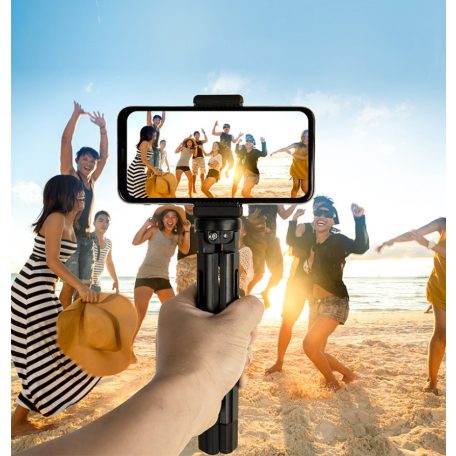 Mini tripod állvány szelfibot, fényképezőgépekhez és telefonokhoz, állítható magasság, fekete