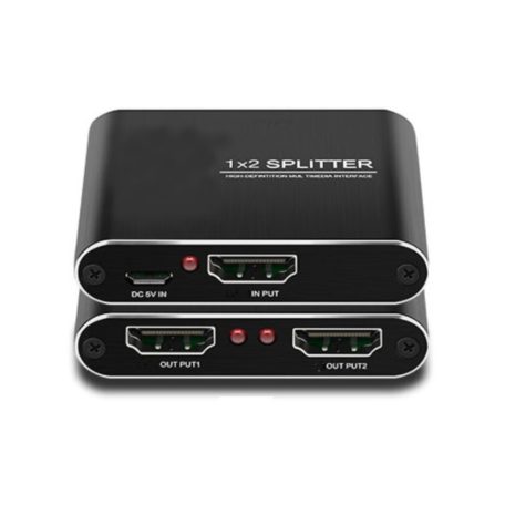 HDMI Splitter, 2 kimeneti portos HDMI elosztó, FULL HD, 4K, 3D, fekete