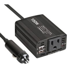   150W Szivargyújtós Digitális Adapter/Inverter, 220V-os kimenettel fekete