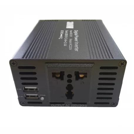 300W Szivargyújtós Digitális Adapter/Inverter, 220V-os kimenettel fekete