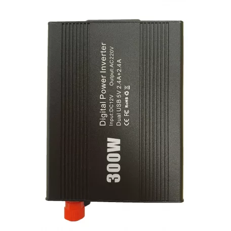 300W Szivargyújtós Digitális Adapter/Inverter, 220V-os kimenettel fekete