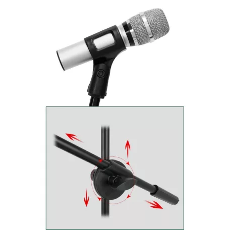 Professzionális Asztali LED Selfie Ring/Körfény, Ø16cm, fotó, videó, live stream, 2xTelefontartóval, 1xMikrofontartó, fekete állvány