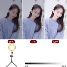 Professzionális Selfie Ring LED/Körfény, Ø16cm LED, Meleg/Semleges/Hideg fényű körgyűrű, telefontartóval, rózsaszín állvány