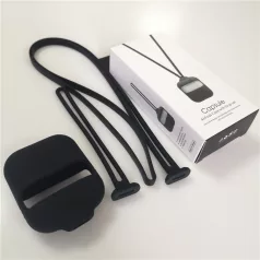   AirPods 2 Nyakba és Táskára Akasztható Szilikon Védőtok, fekete