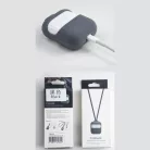 AirPods 2 Nyakba és Táskára Akasztható Szilikon Védőtok, fekete